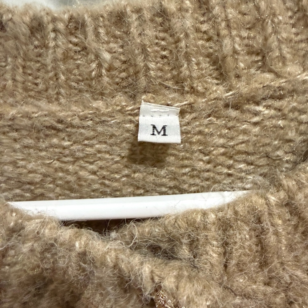 Amazon Beige Knit Cardigan with Bright Orange Stripes - Picture 2 of 2